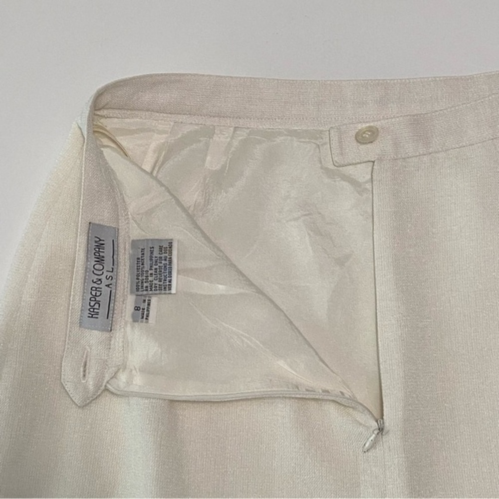 Vintage White Lined Pencil Skirt 8 Minimalist Office Capsule Wardrobe‎ Soft Girl - Picture 5 of 5